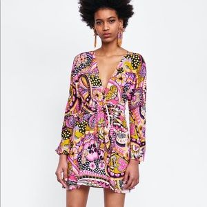 BNWT ZARA Printed Dress with Knot, Sz M